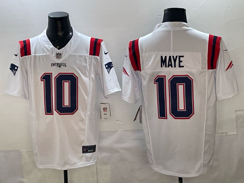 Men 2026 New England Patriots #10 Maye white Limited Nike NFL Jersey style 02